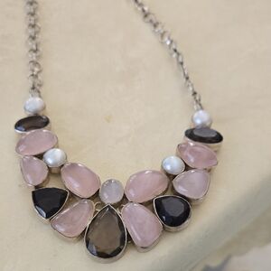Elegant Pink and Dark BROWN  .925 NECKLACE
